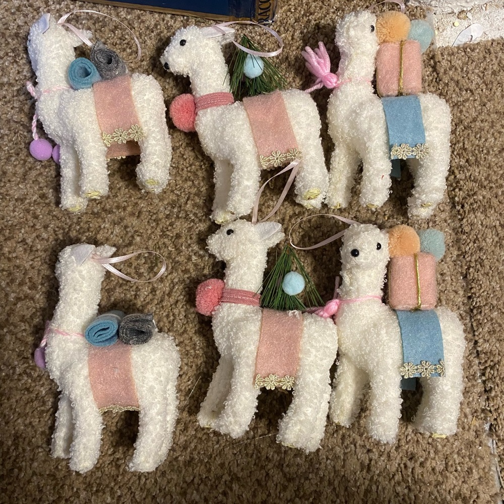 6 llama ornaments